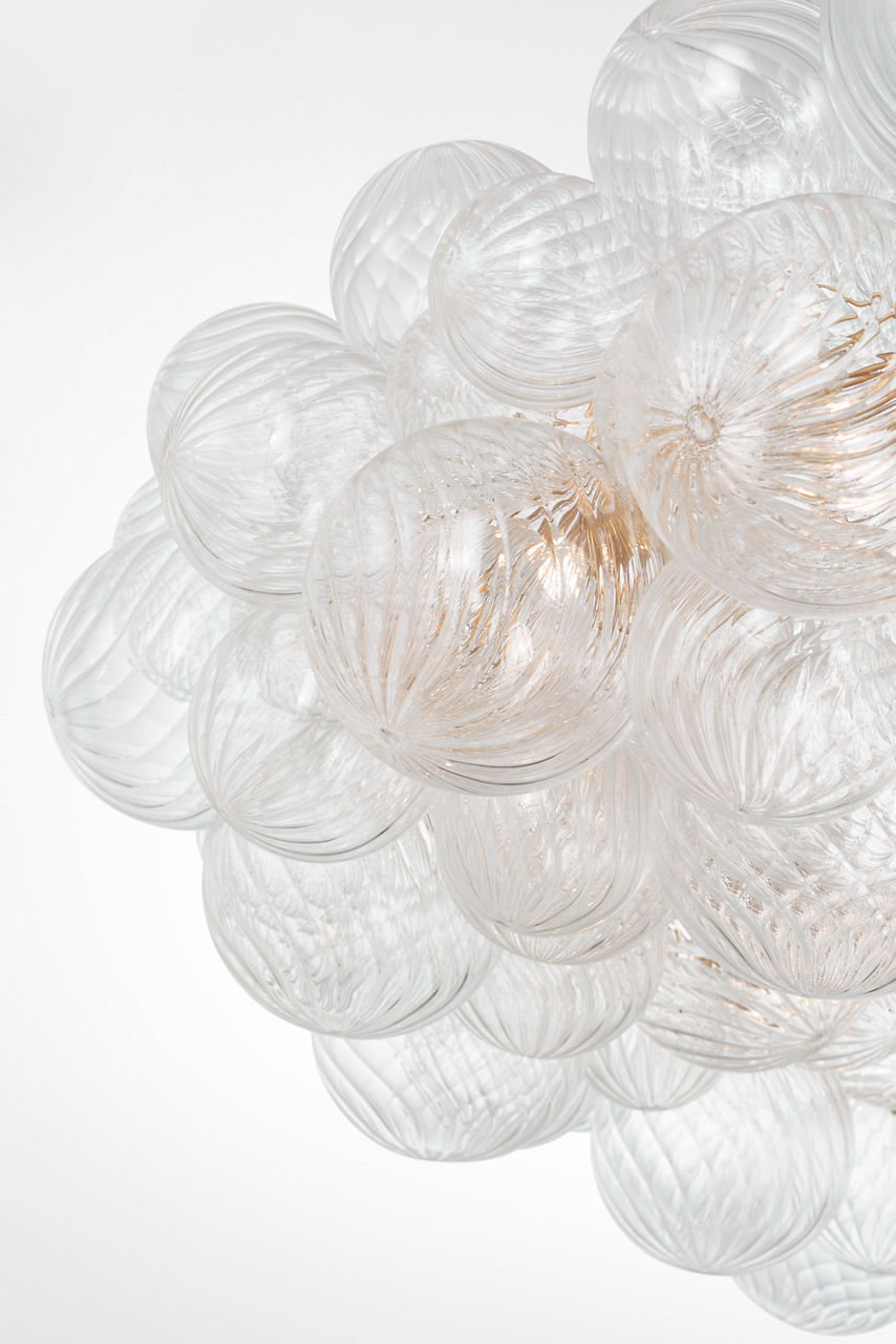 Talia 63" Ring Chandelier | Gild and Clear Swirled Glass