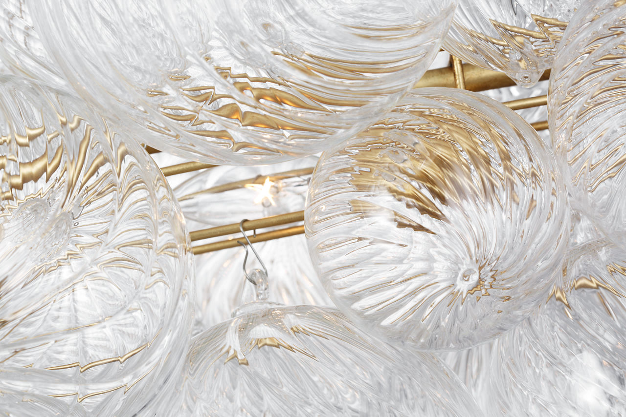 Talia 63" Ring Chandelier | Gild and Clear Swirled Glass