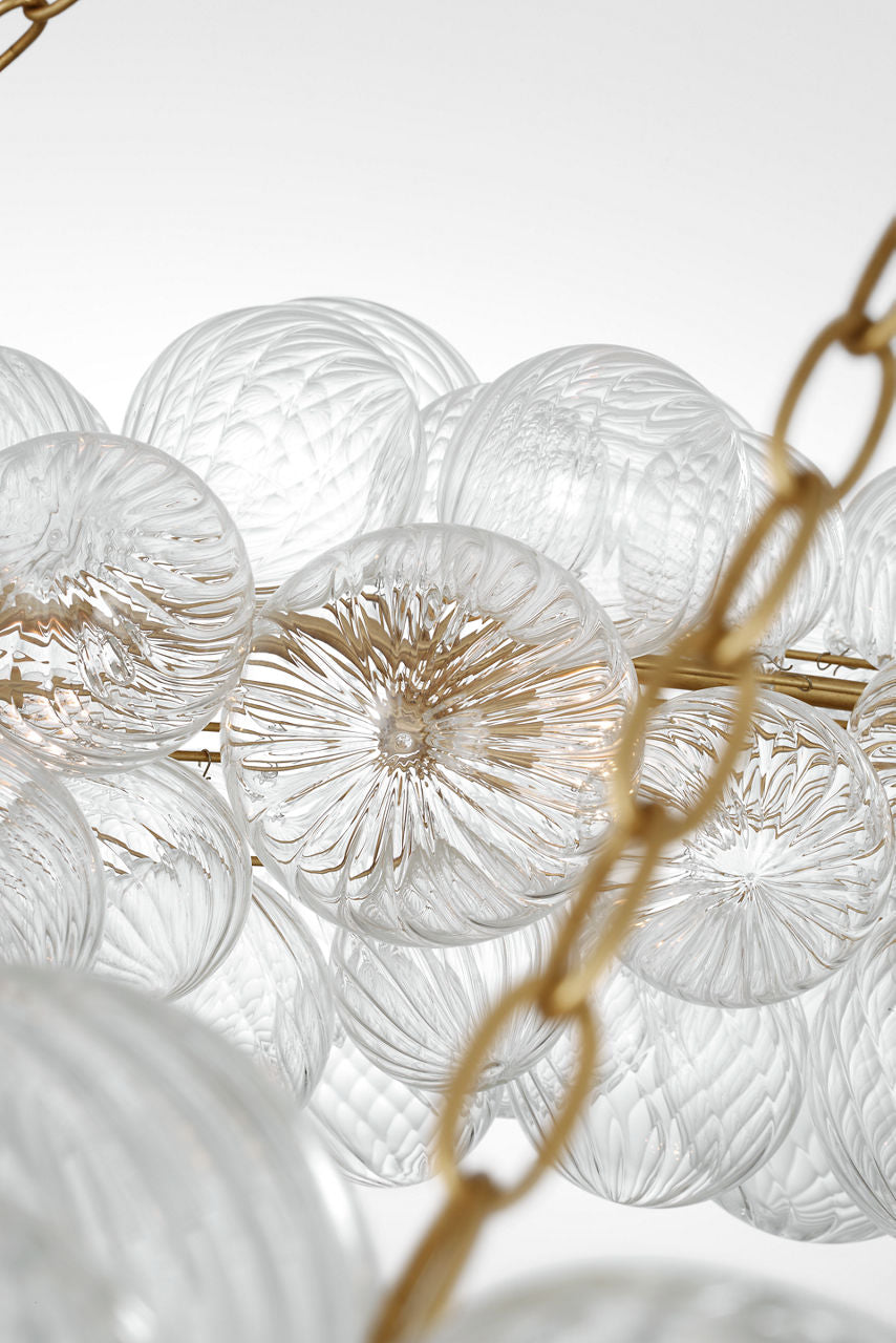 Talia 63" Ring Chandelier | Gild and Clear Swirled Glass