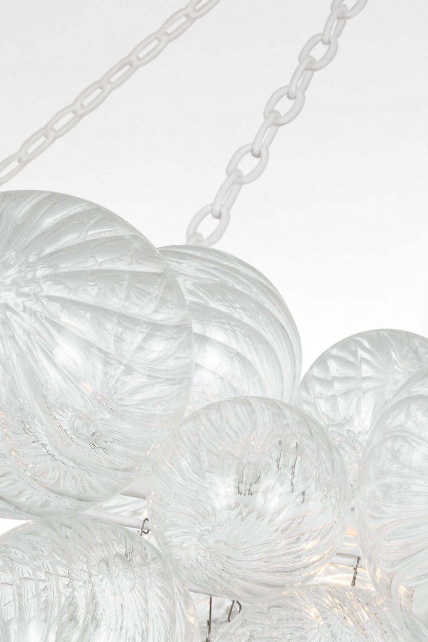 Talia 63" Ring Chandelier | Plaster White and Clear Swirled Glass