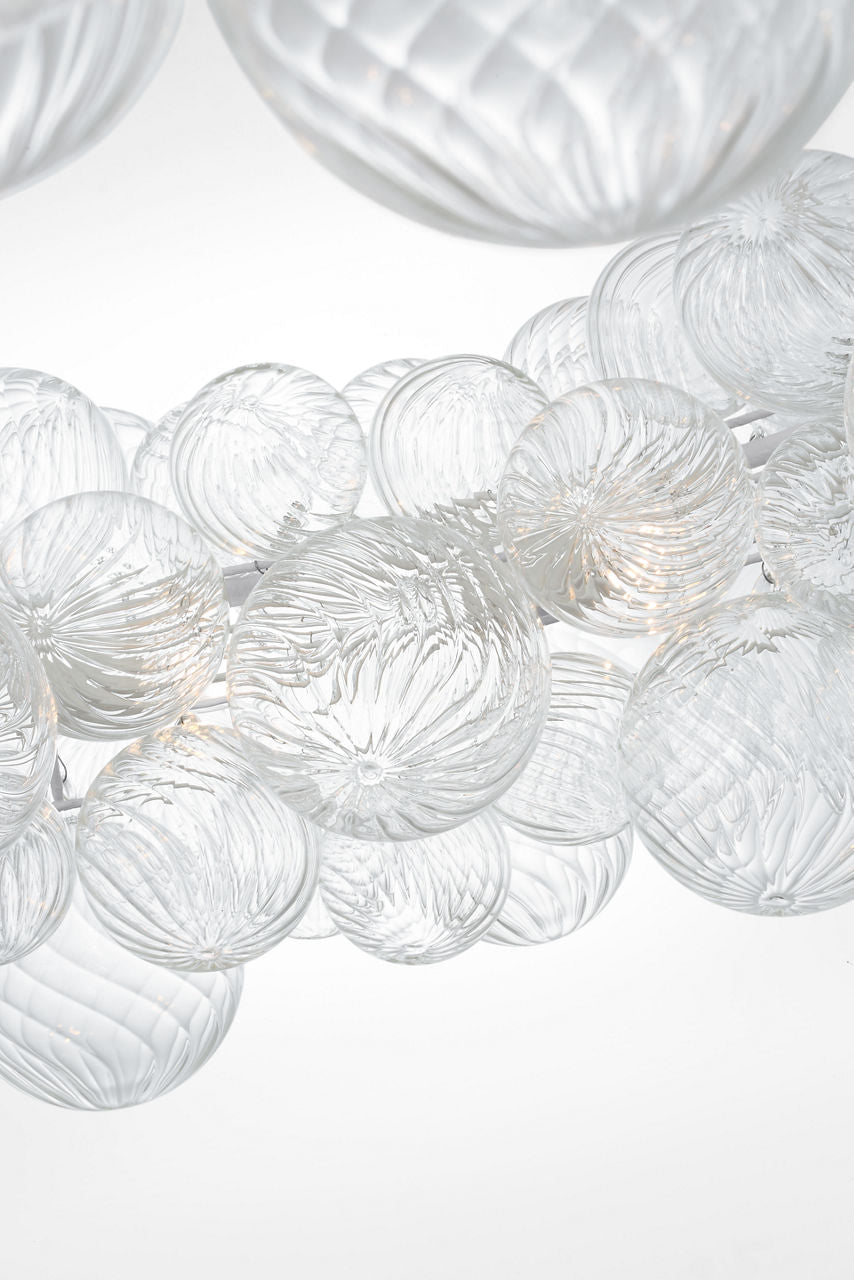 Talia 63" Ring Chandelier | Plaster White and Clear Swirled Glass