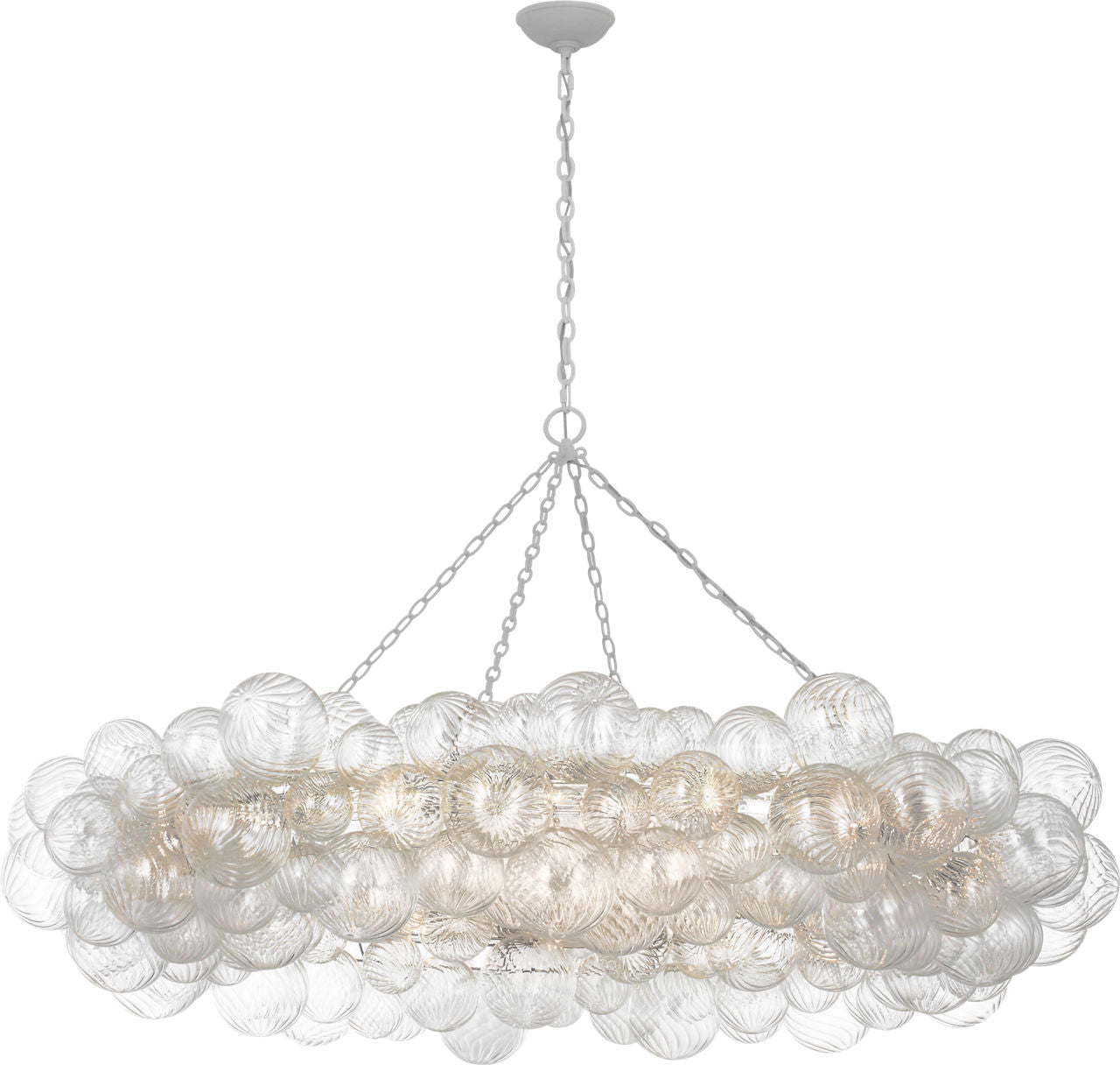 Talia 63" Ring Chandelier | Plaster White and Clear Swirled Glass