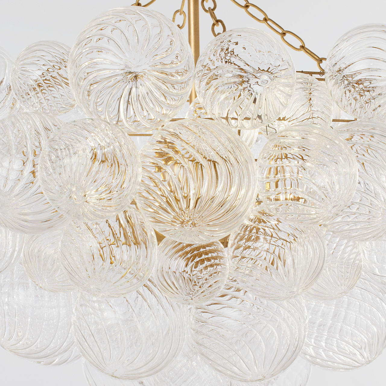 Talia Large Chandelier | Gild and Clear Swirled Glass