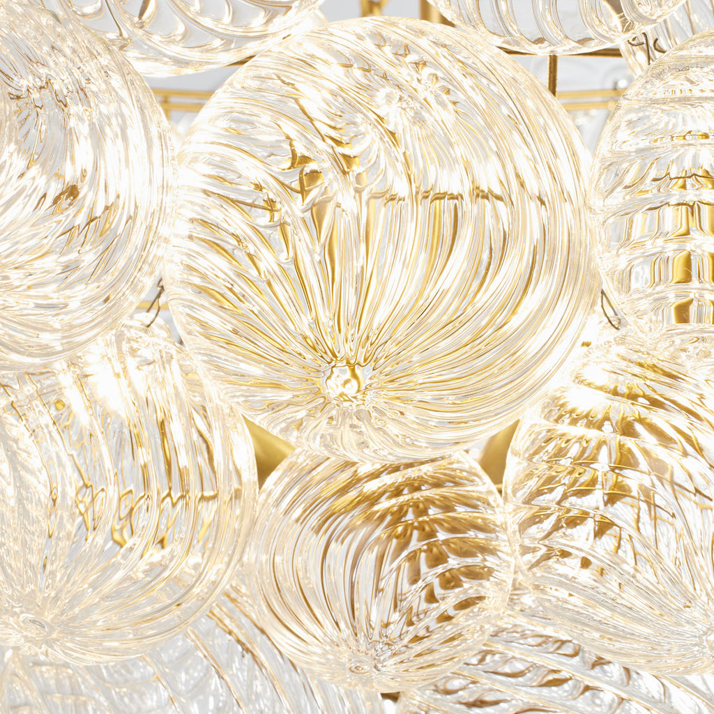 Talia Large Chandelier | Gild and Clear Swirled Glass