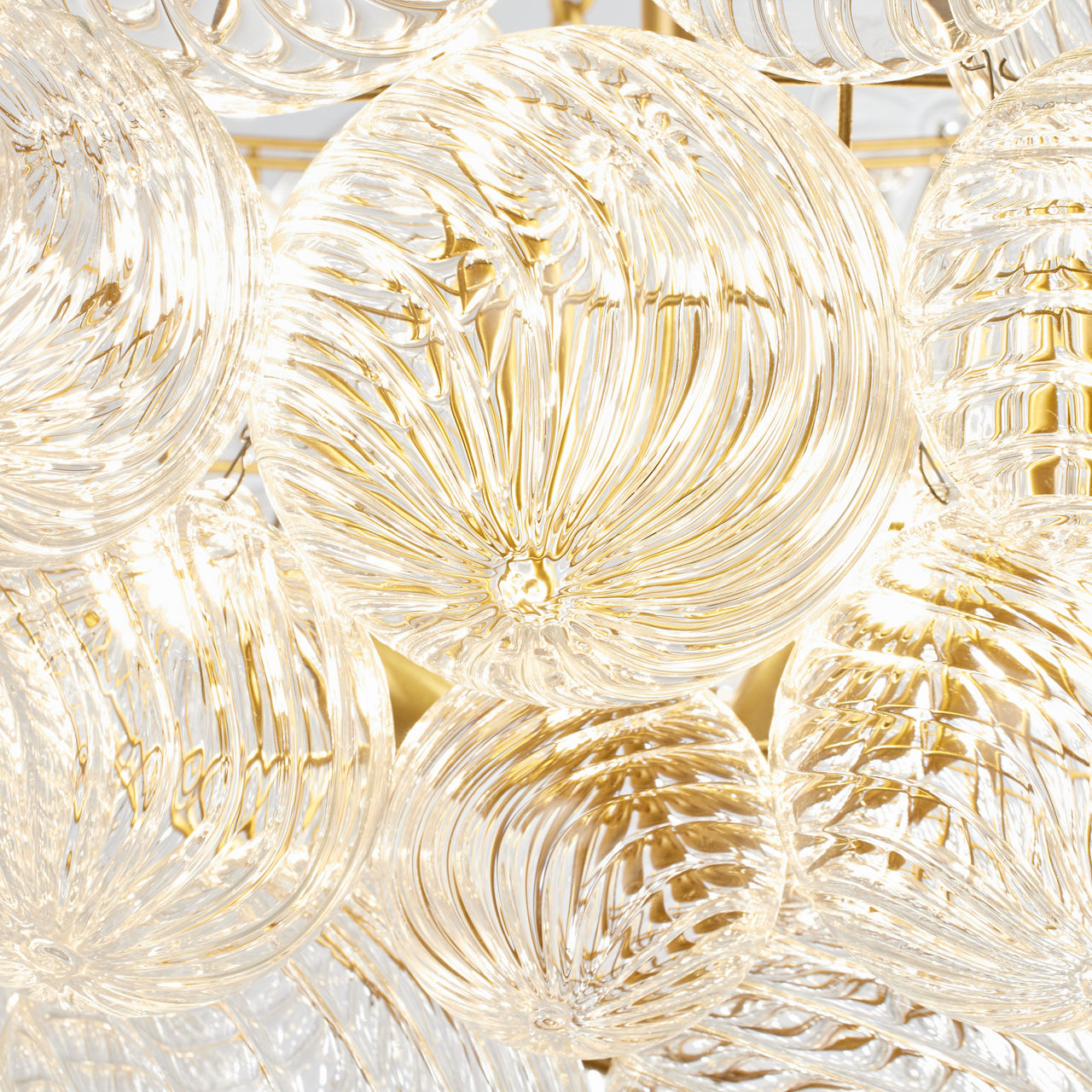 Talia Large Chandelier | Gild and Clear Swirled Glass