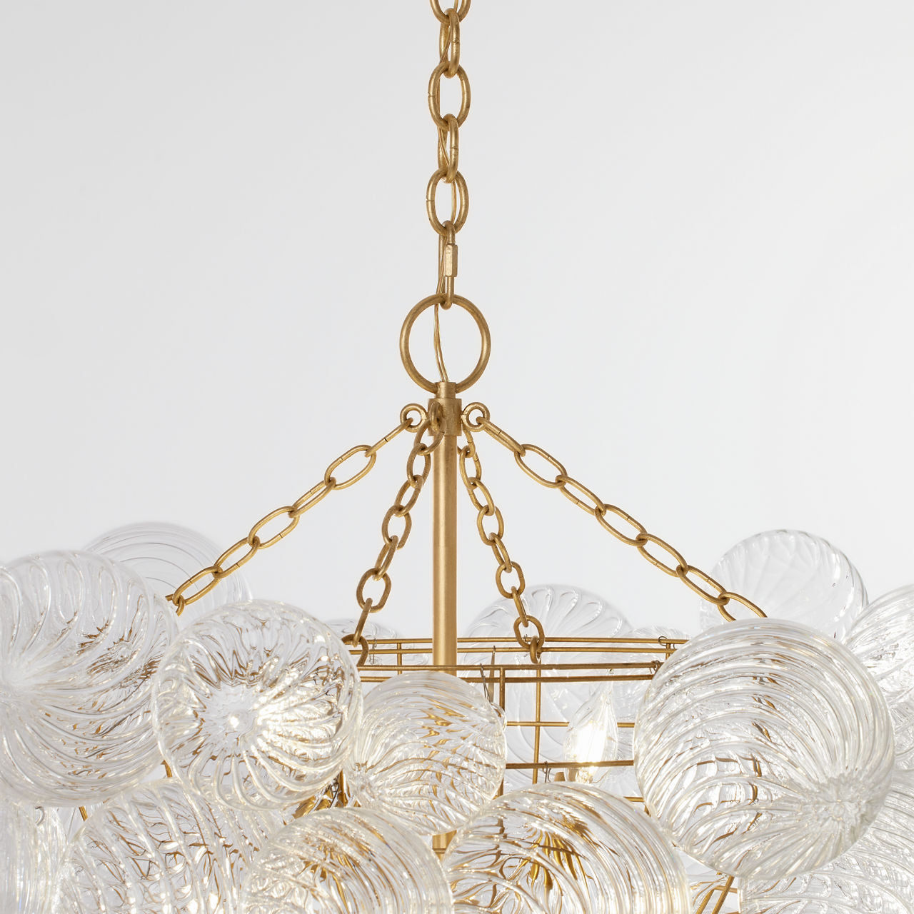 Talia Large Chandelier | Gild and Clear Swirled Glass