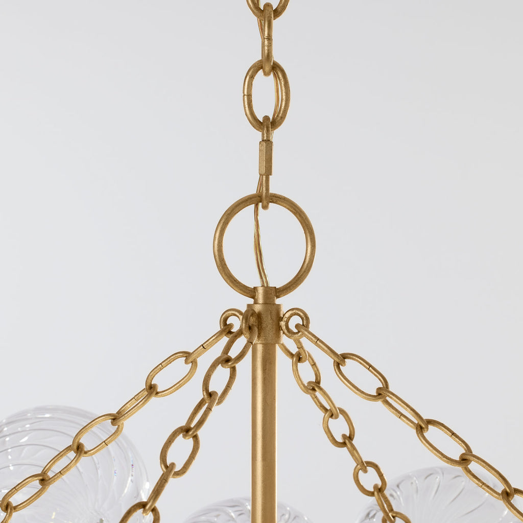 Talia Large Chandelier | Gild and Clear Swirled Glass