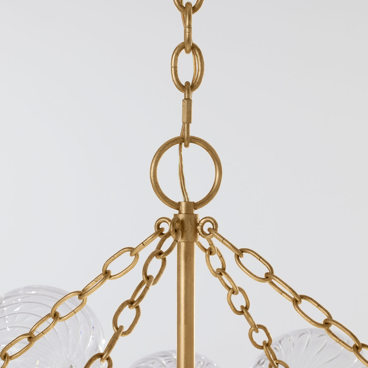 Talia Large Chandelier | Gild and Clear Swirled Glass