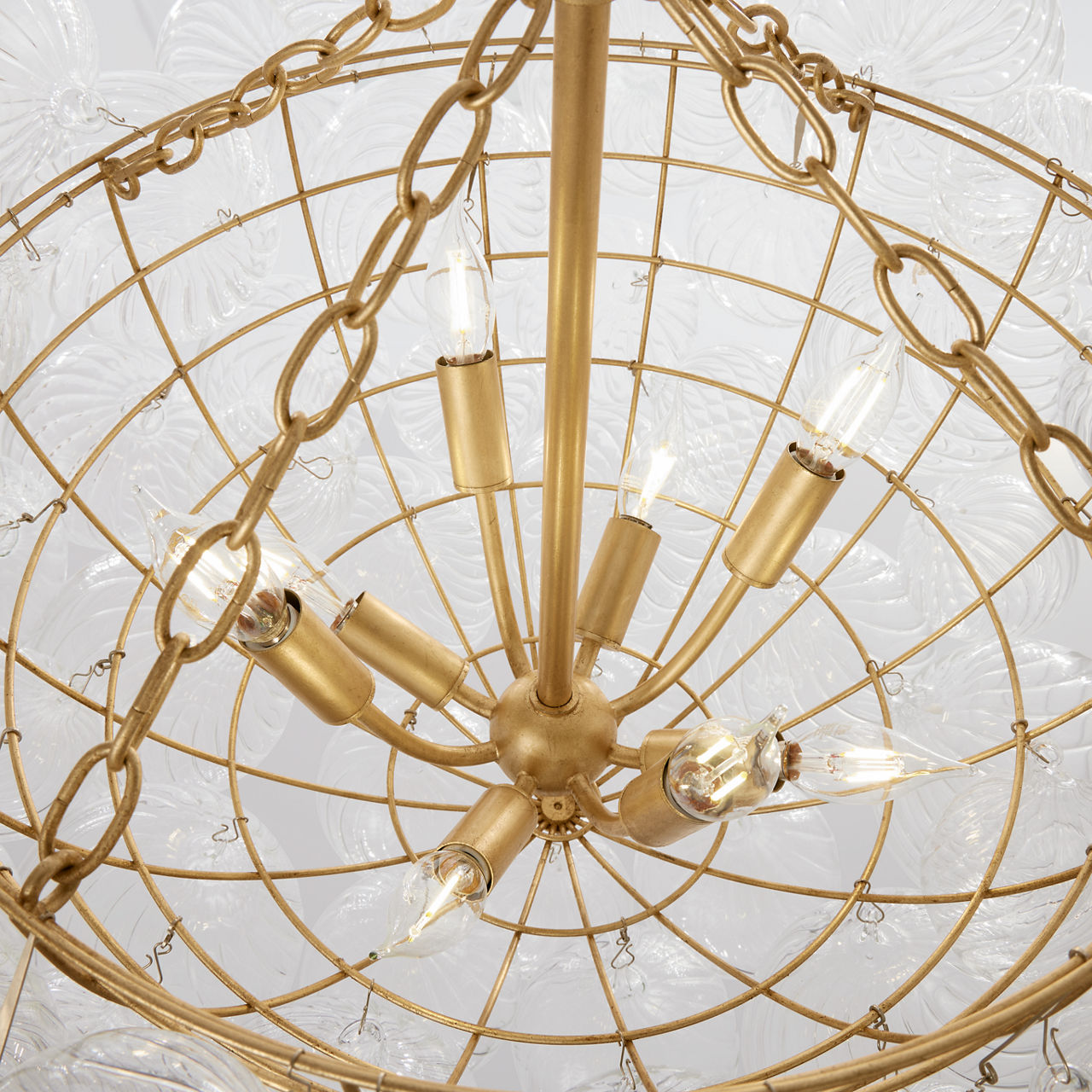 Talia Large Chandelier | Gild and Clear Swirled Glass