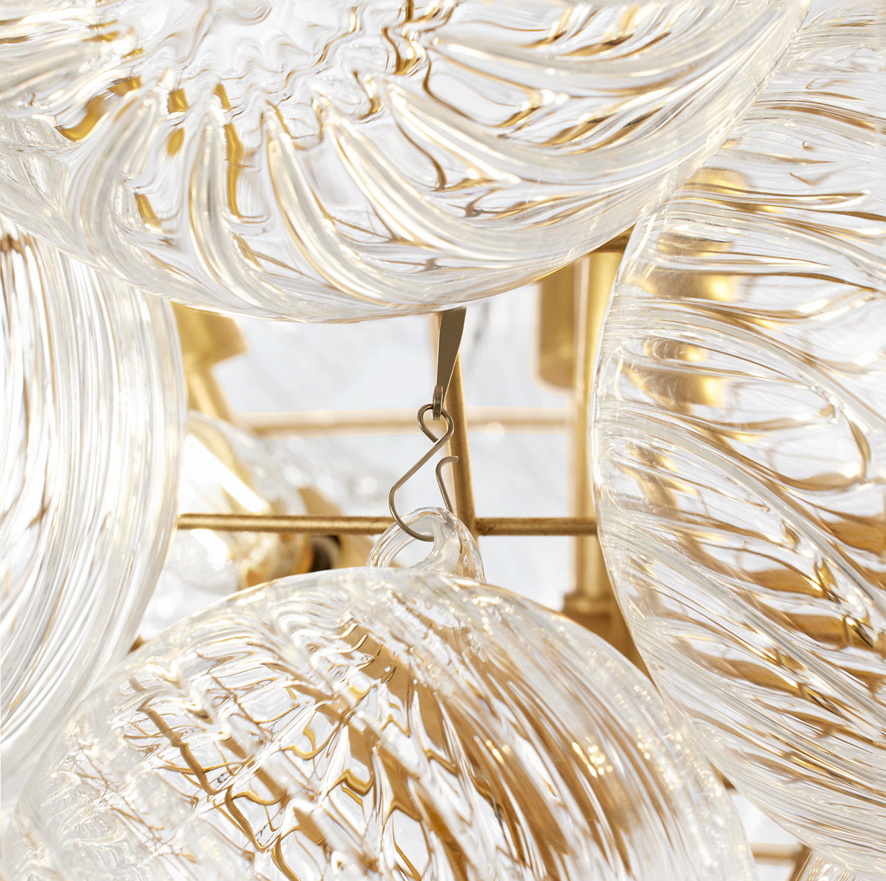 Talia Large Chandelier | Gild and Clear Swirled Glass