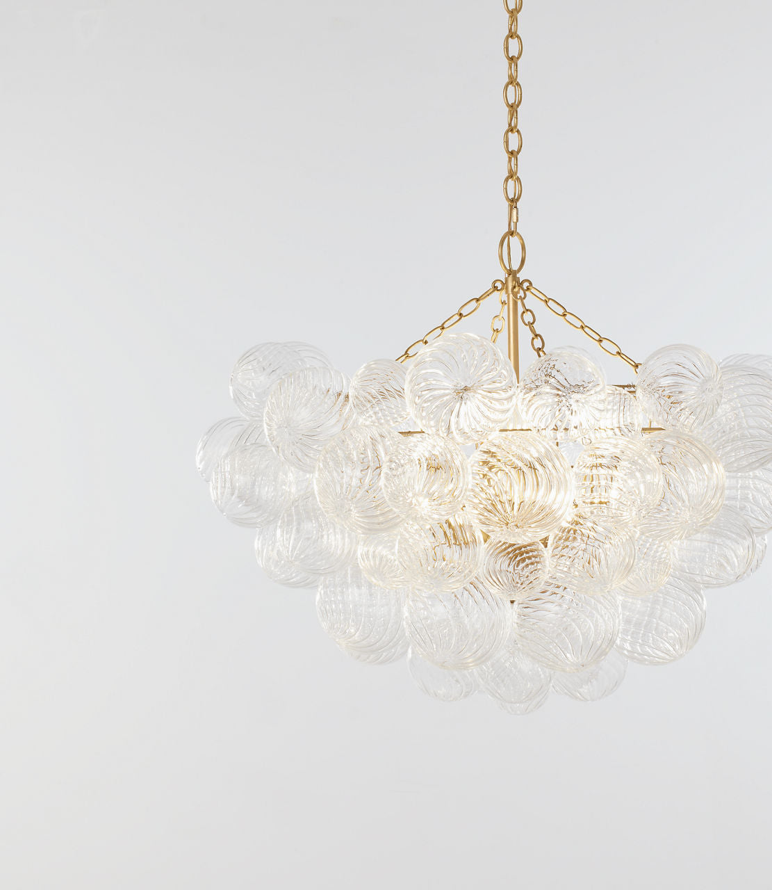 Talia Large Chandelier | Gild and Clear Swirled Glass
