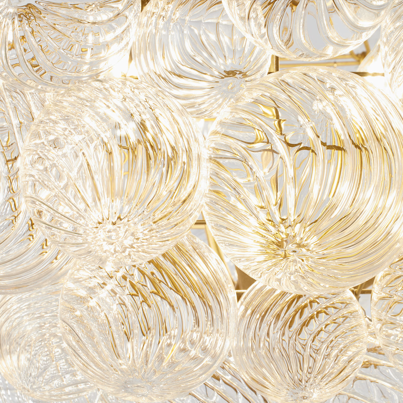 Talia Large Chandelier | Gild and Clear Swirled Glass