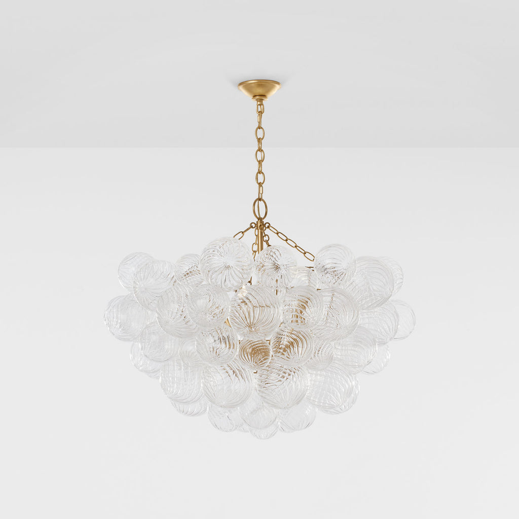 Talia Large Chandelier | Gild and Clear Swirled Glass