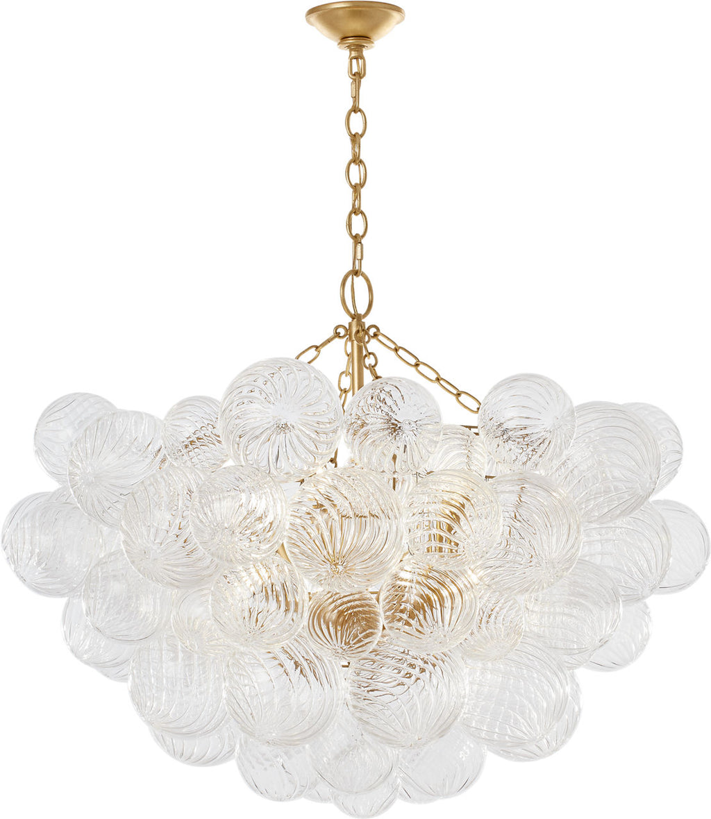 Talia Large Chandelier | Gild and Clear Swirled Glass