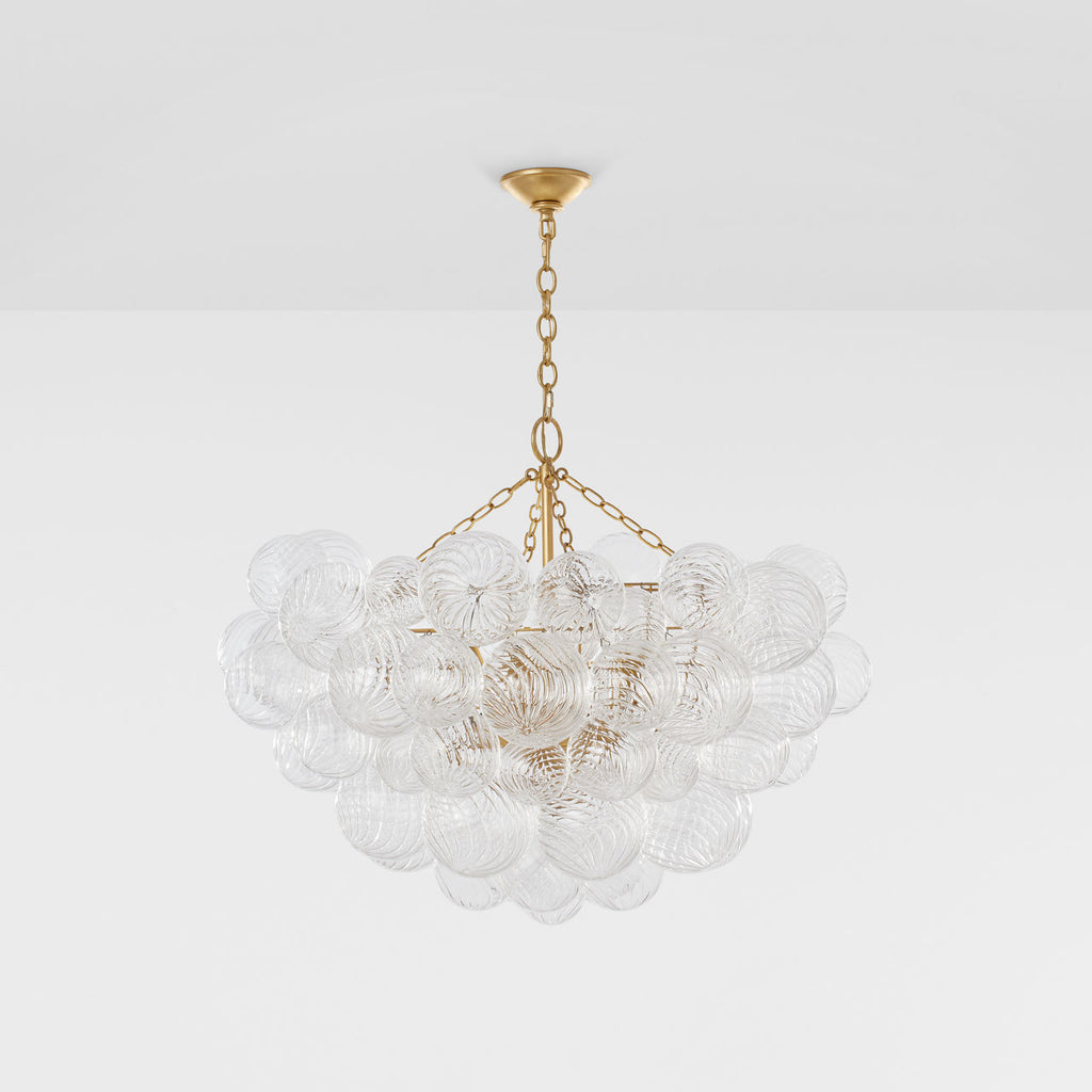 Talia Large Chandelier | Gild and Clear Swirled Glass