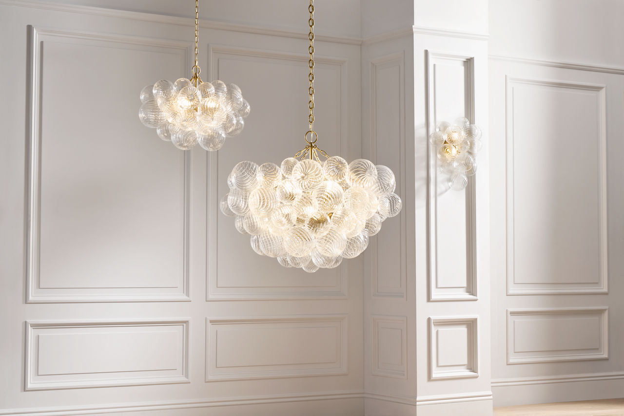 Talia Large Sconce | Burnished Silver Leaf | Clear Swirled Glass