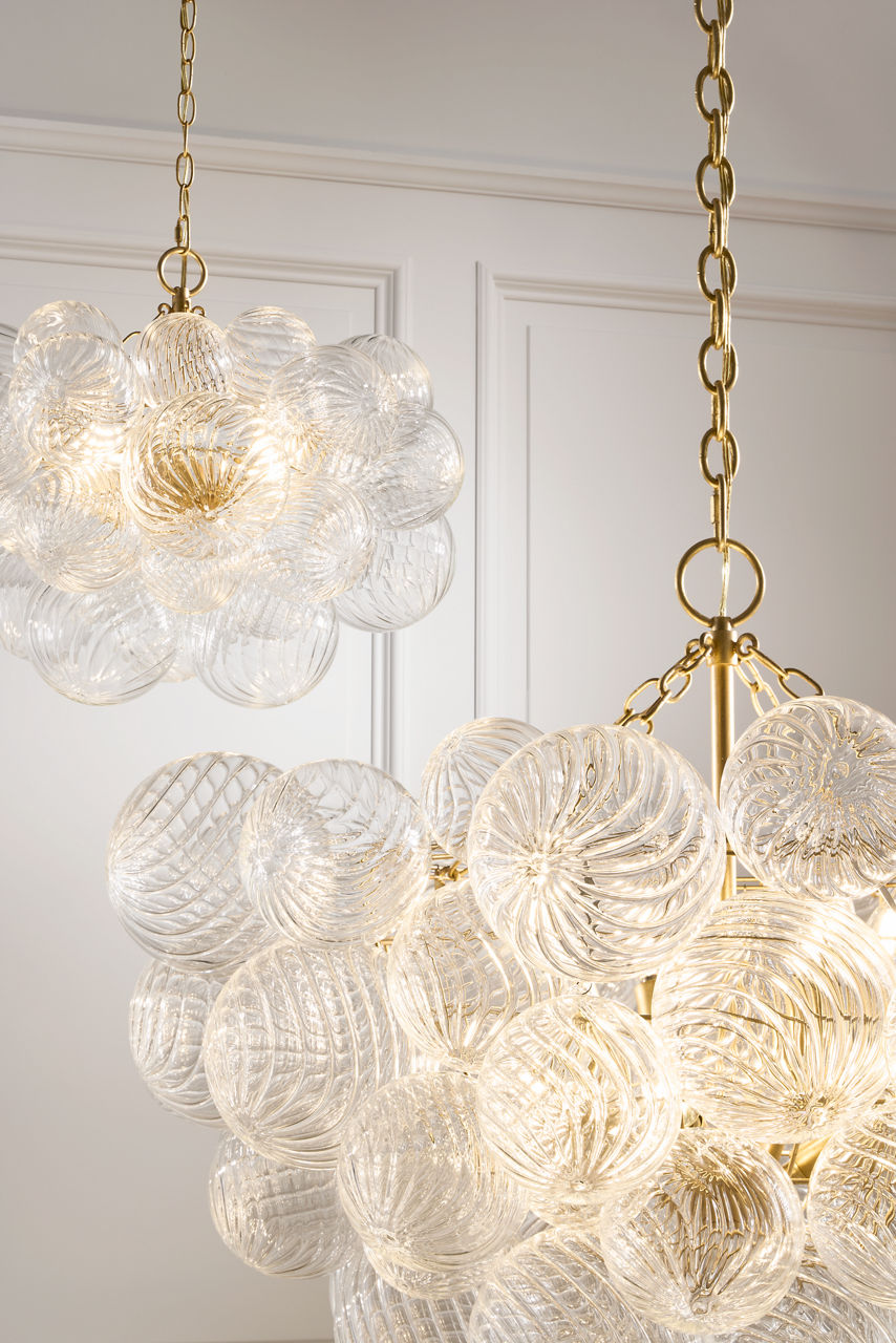 Talia Small Chandelier | Burnished Silver Leaf and Clear Swirled Glass