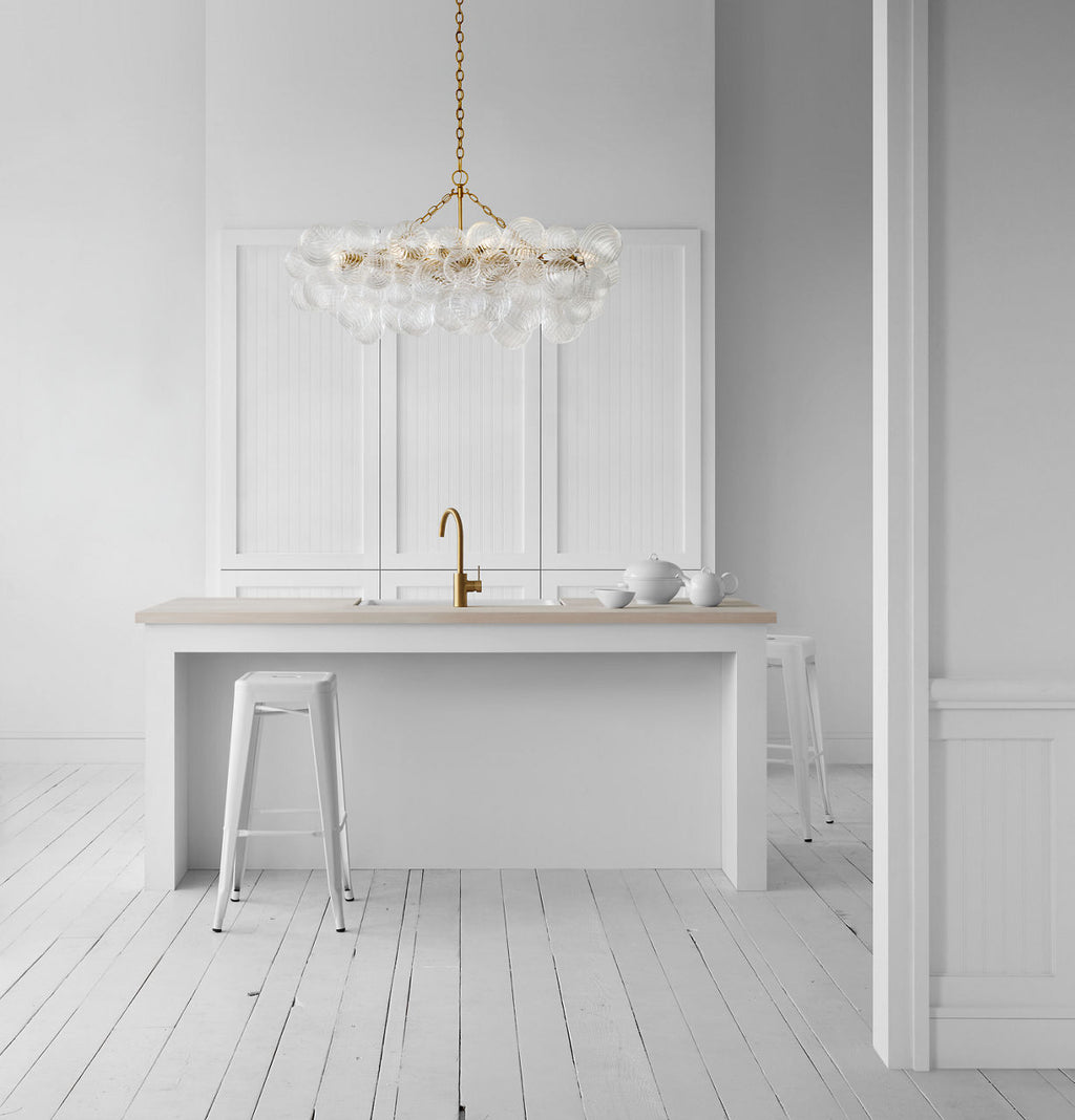 Talia Medium Linear Chandelier | Gild | Clear Swirled Glass