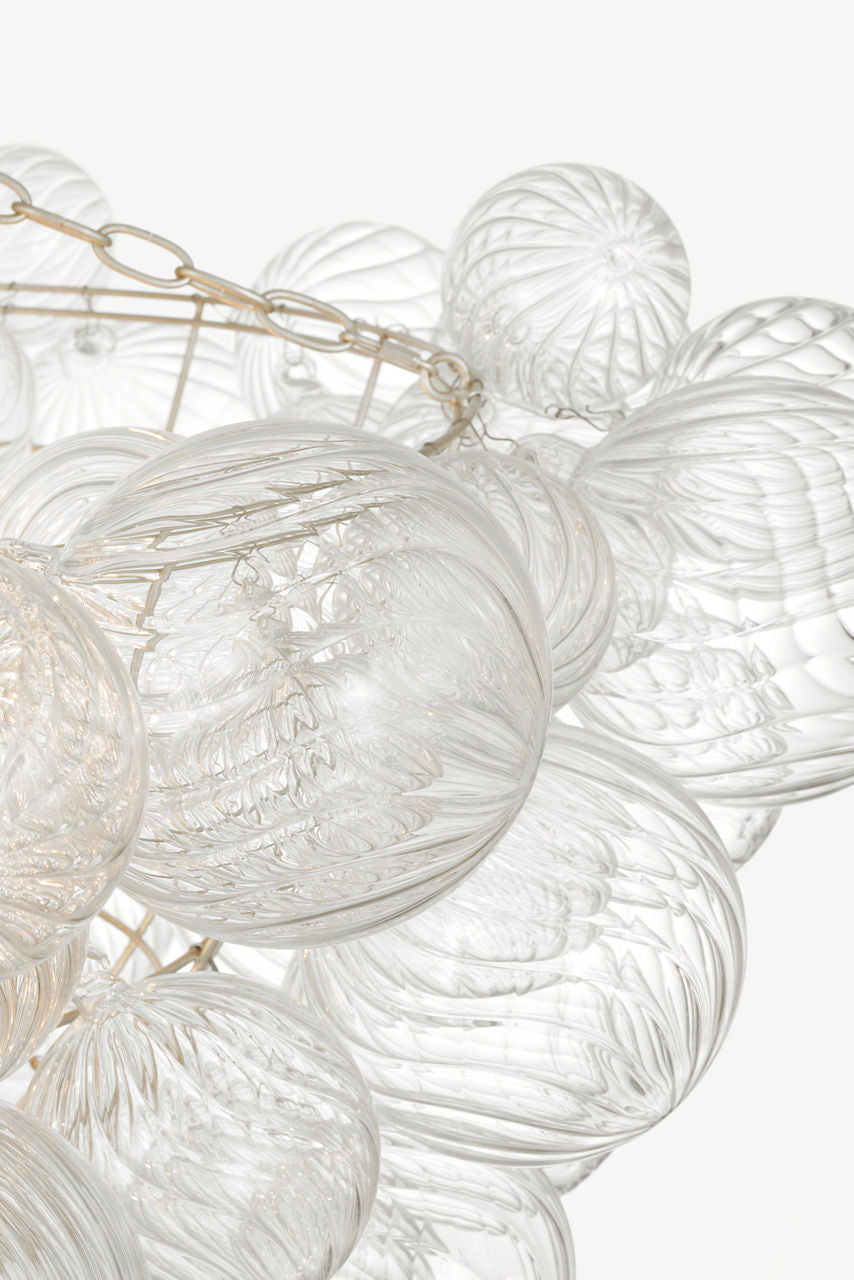 Talia 46" Chandelier | Burnished Silver Leaf and Clear Swirled Glass