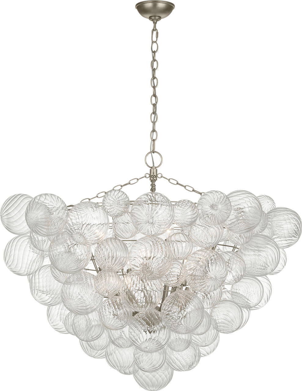 Talia 46" Chandelier | Burnished Silver Leaf and Clear Swirled Glass