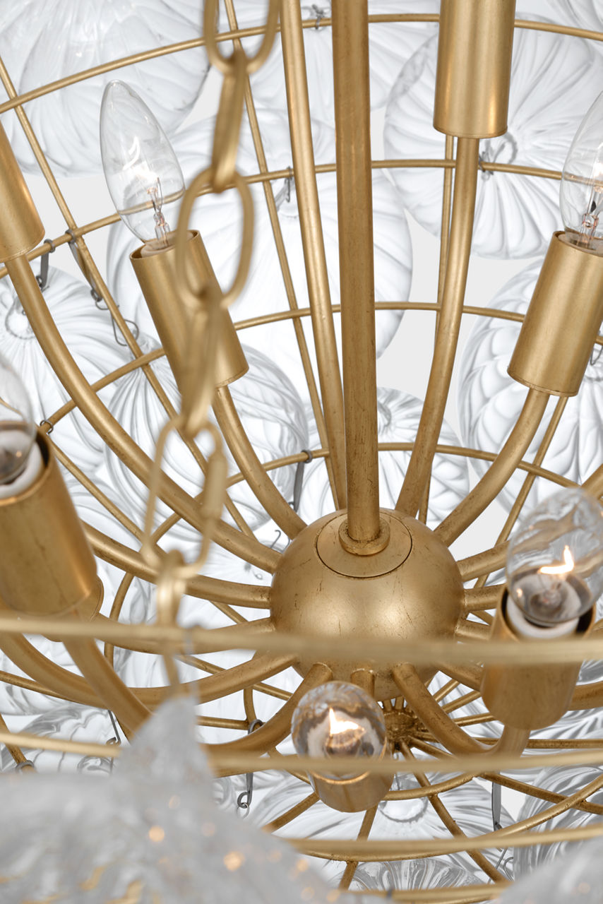 Talia 46" Chandelier | Gild and Clear Swirled Glass