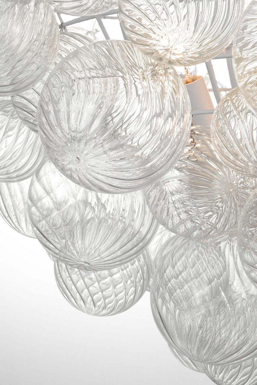 Talia 46" Chandelier | Plaster White and Clear Swirled Glass
