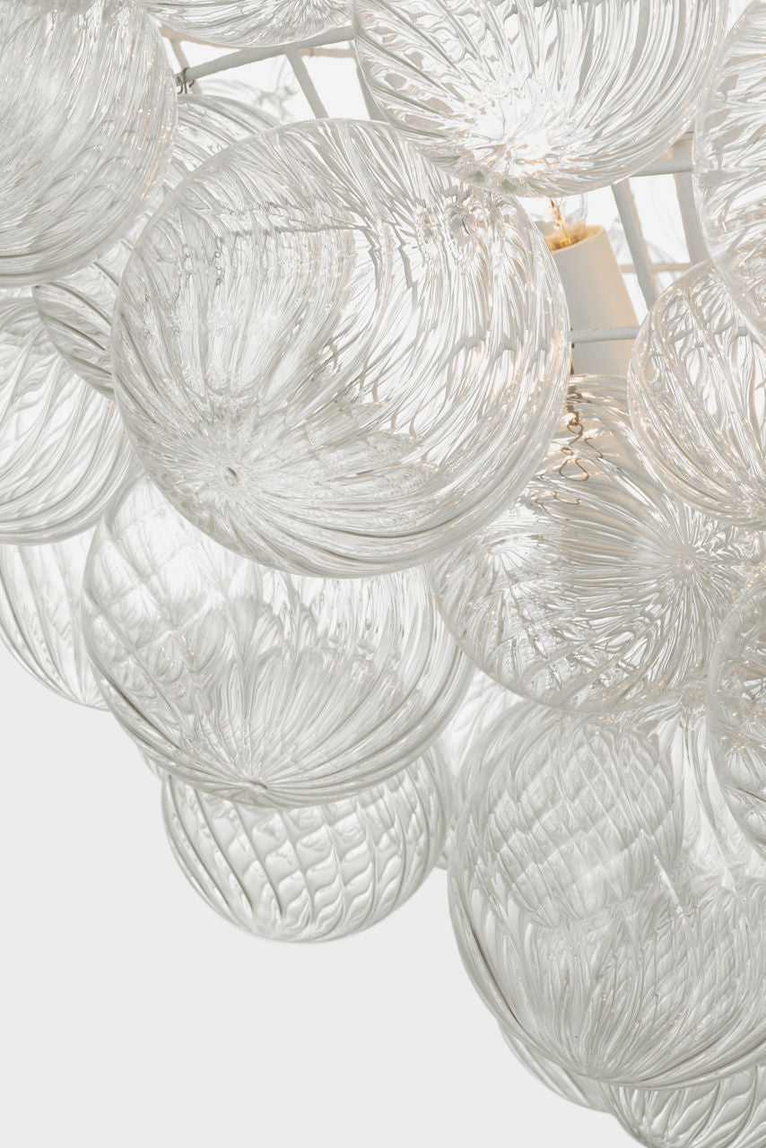 Talia 46" Chandelier | Plaster White and Clear Swirled Glass