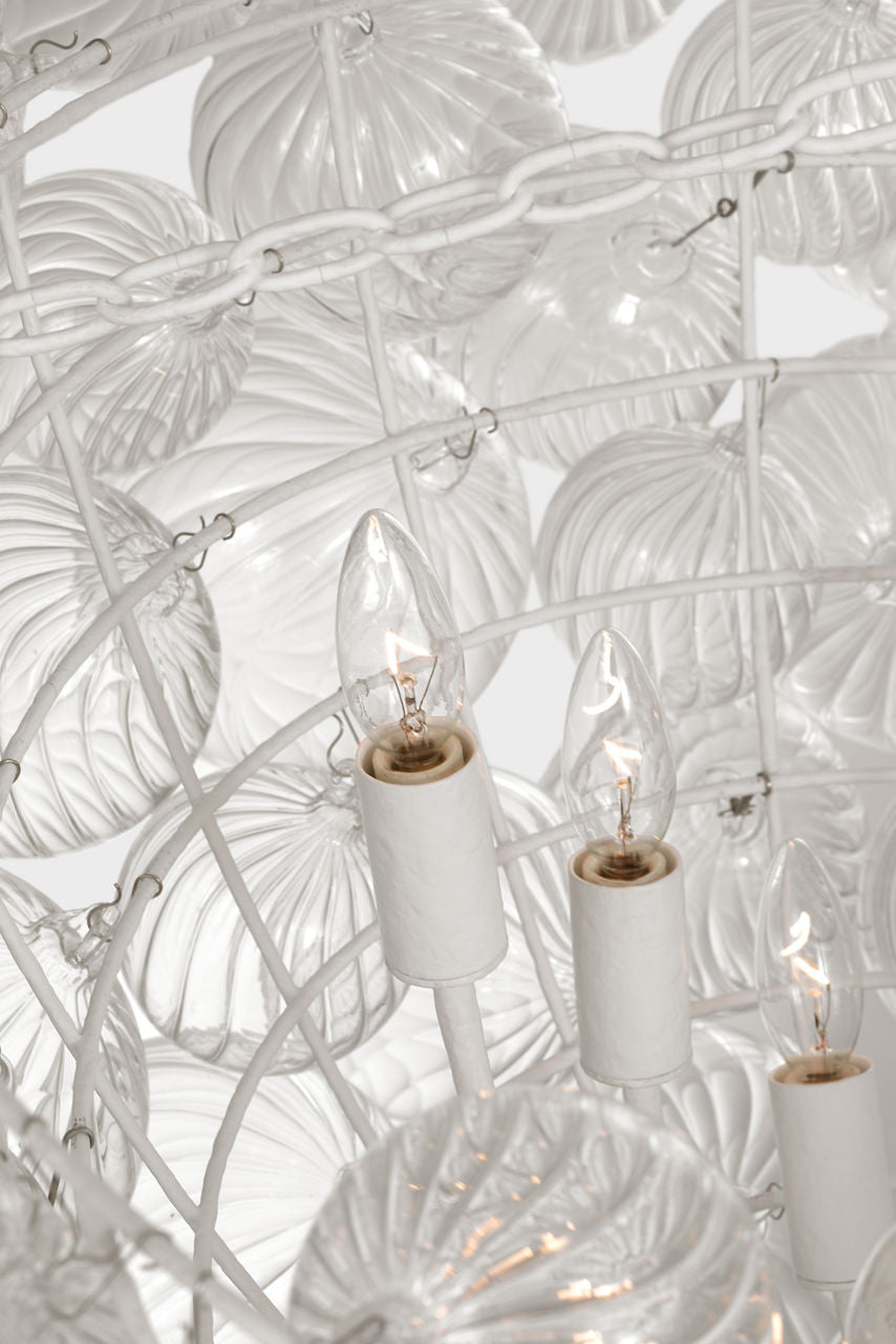 Talia 46" Chandelier | Plaster White and Clear Swirled Glass