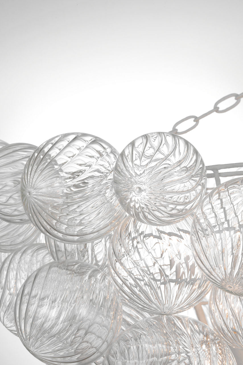 Talia 46" Chandelier | Plaster White and Clear Swirled Glass