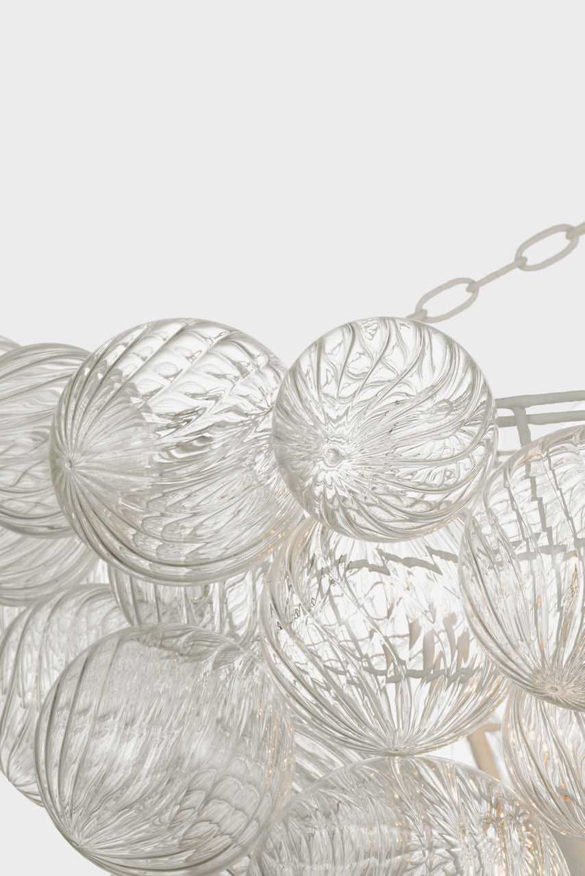 Talia 46" Chandelier | Plaster White and Clear Swirled Glass