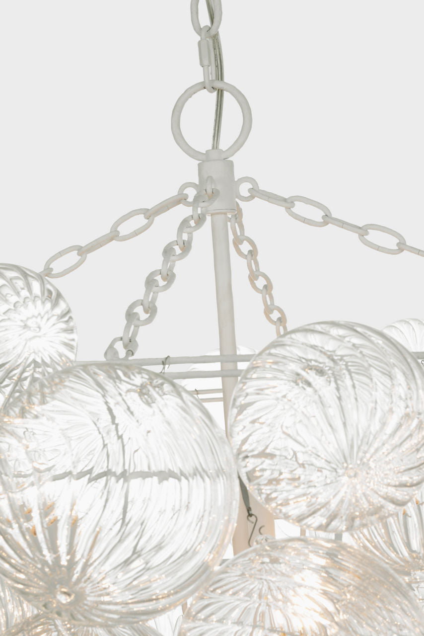 Talia 46" Chandelier | Plaster White and Clear Swirled Glass