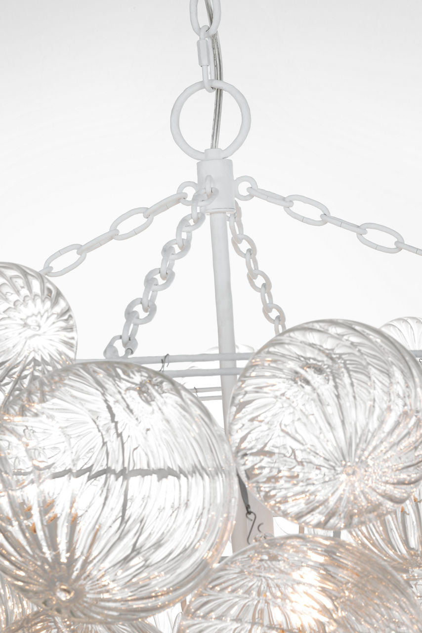 Talia 46" Chandelier | Plaster White and Clear Swirled Glass