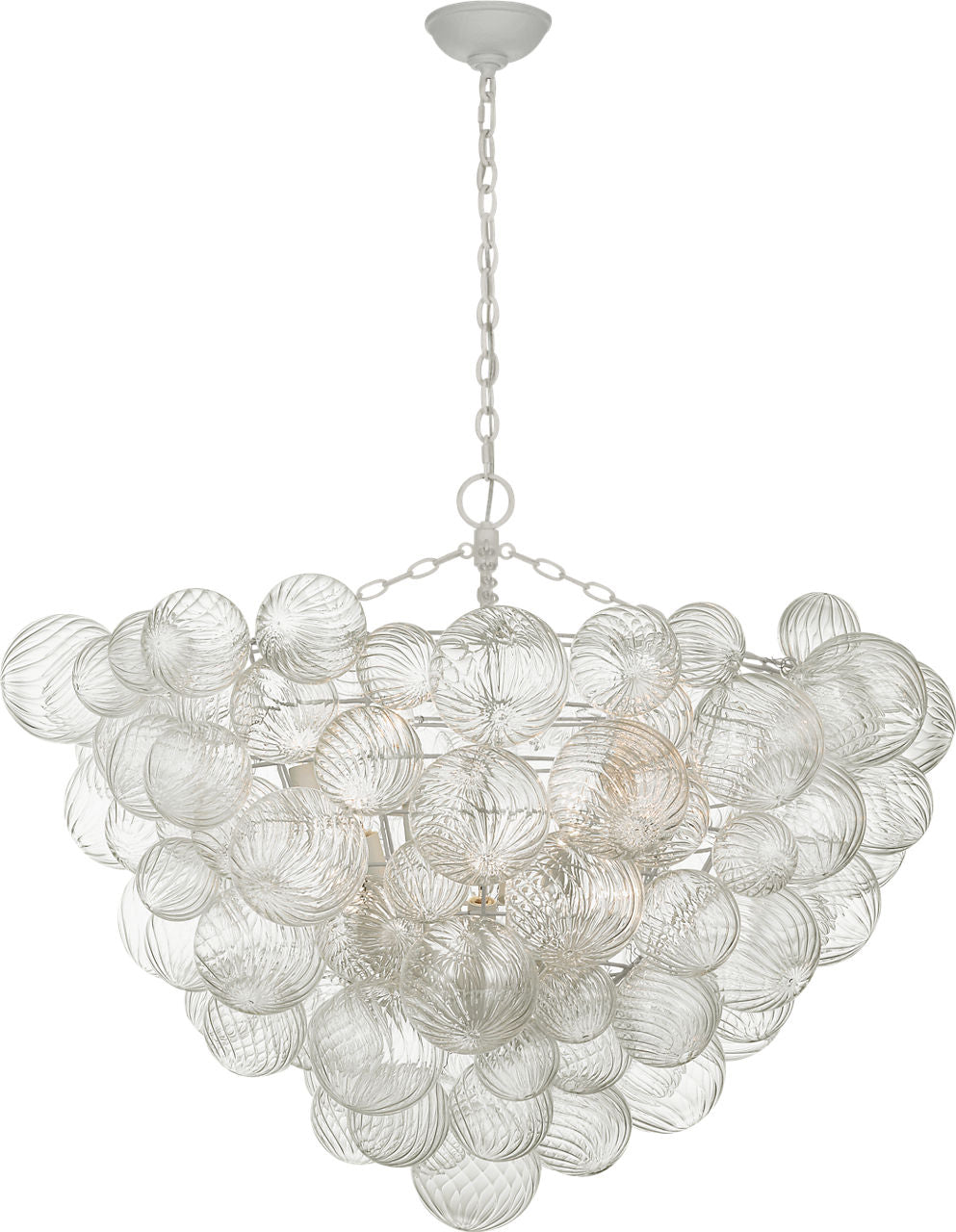 Talia 46" Chandelier | Plaster White and Clear Swirled Glass