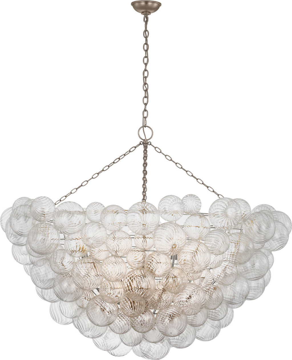 Talia 56" Chandelier | Burnished Silver Leaf and Clear Swirled Glass
