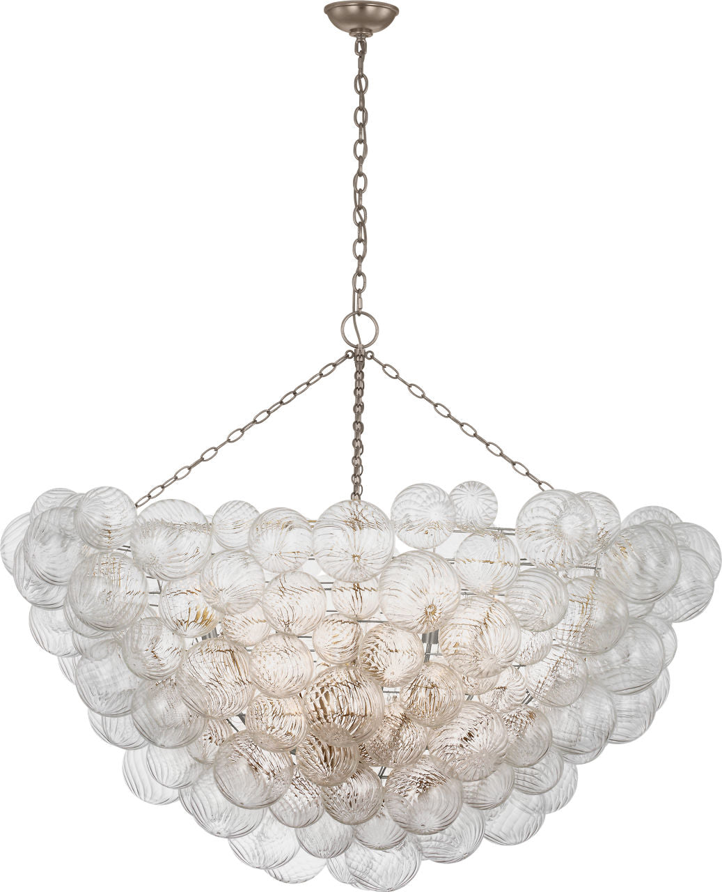 Talia 56" Chandelier | Burnished Silver Leaf and Clear Swirled Glass