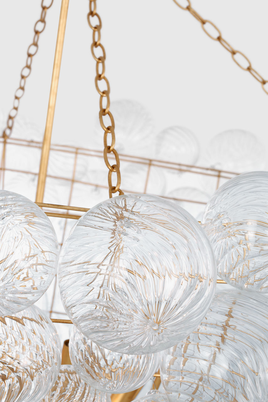 Talia 56" Chandelier | Gild and Clear Swirled Glass