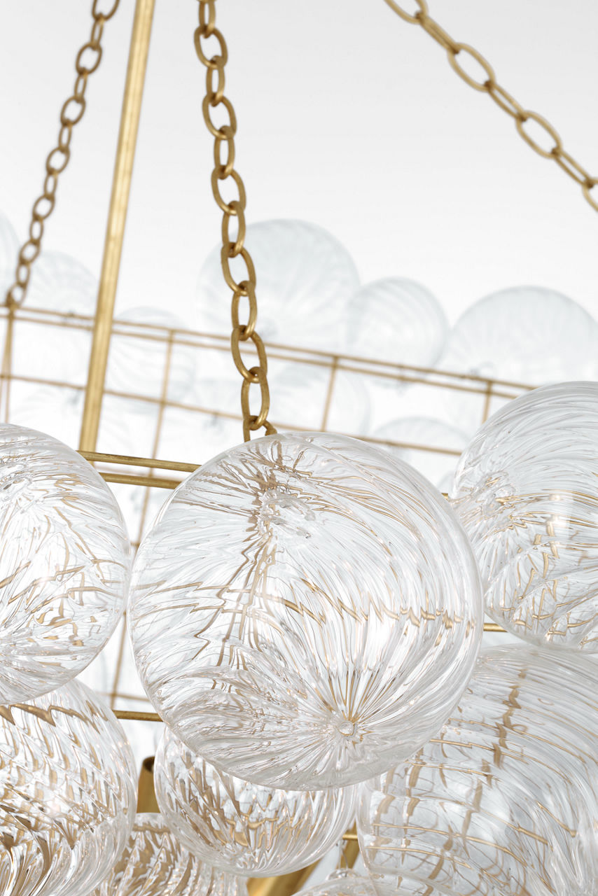 Talia 56" Chandelier | Gild and Clear Swirled Glass