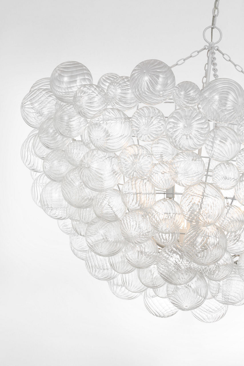 Talia 56" Chandelier | Plaster White and Clear Swirled Glass