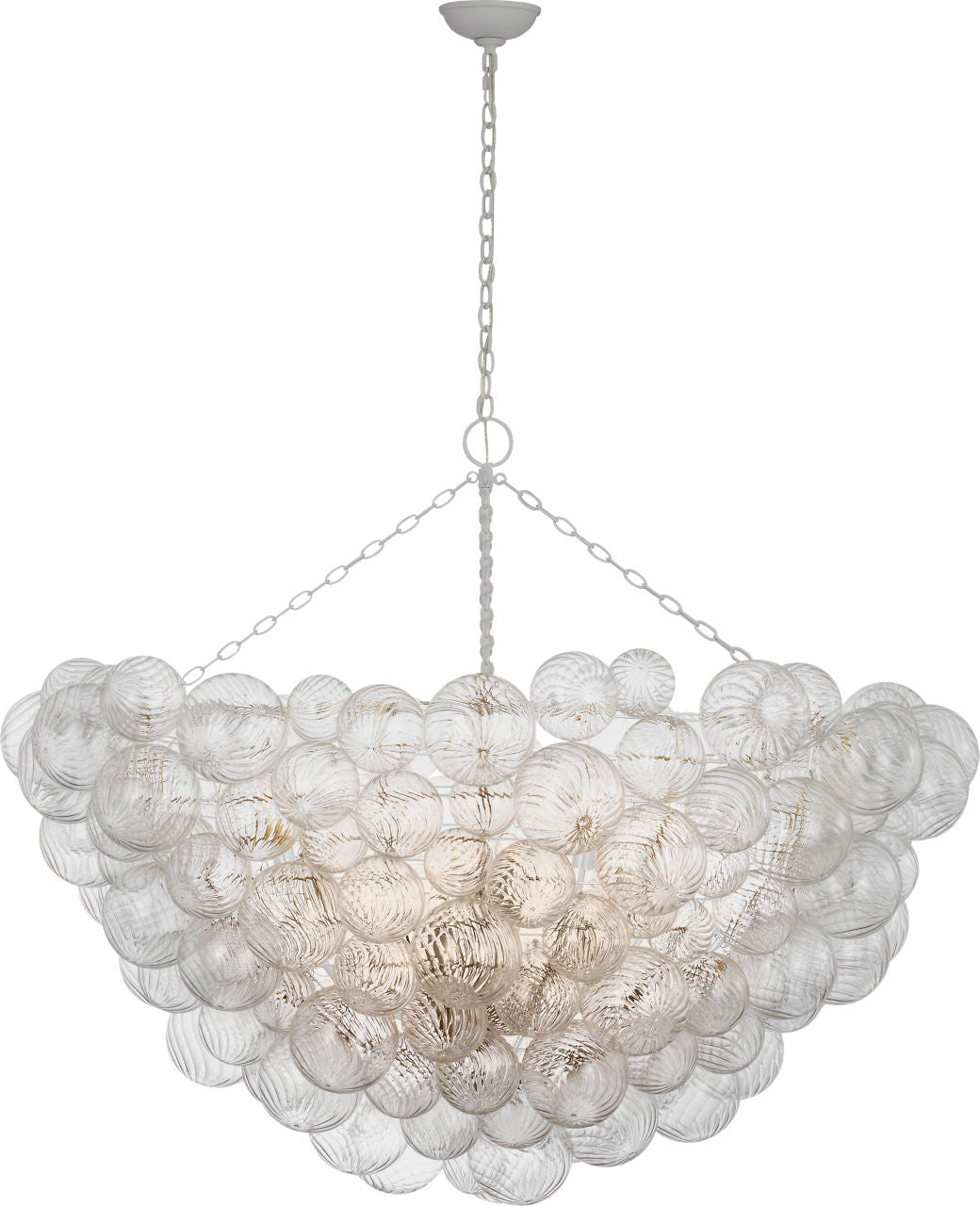 Talia 56" Chandelier | Plaster White and Clear Swirled Glass
