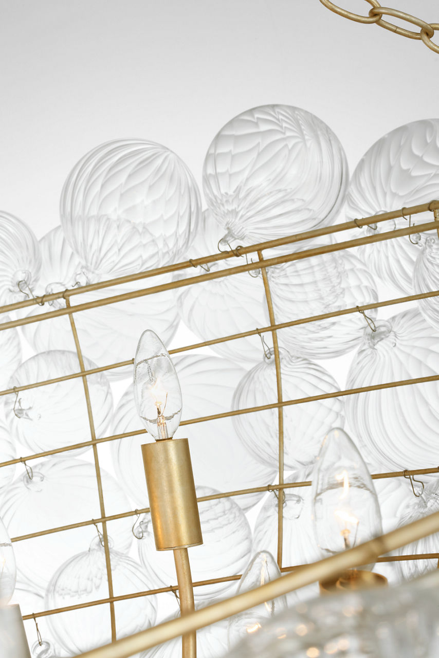 Talia 66" Chandelier | Burnished Silver Leaf and Clear Swirled Glass