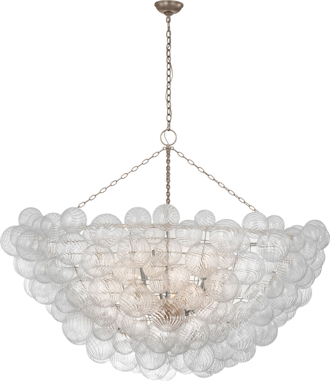 Talia 66" Chandelier | Burnished Silver Leaf and Clear Swirled Glass