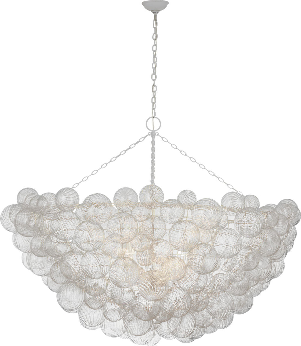 Talia 66" Chandelier | Plaster White and Clear Swirled Glass
