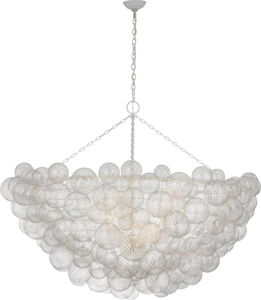 Talia 66" Chandelier | Plaster White and Clear Swirled Glass
