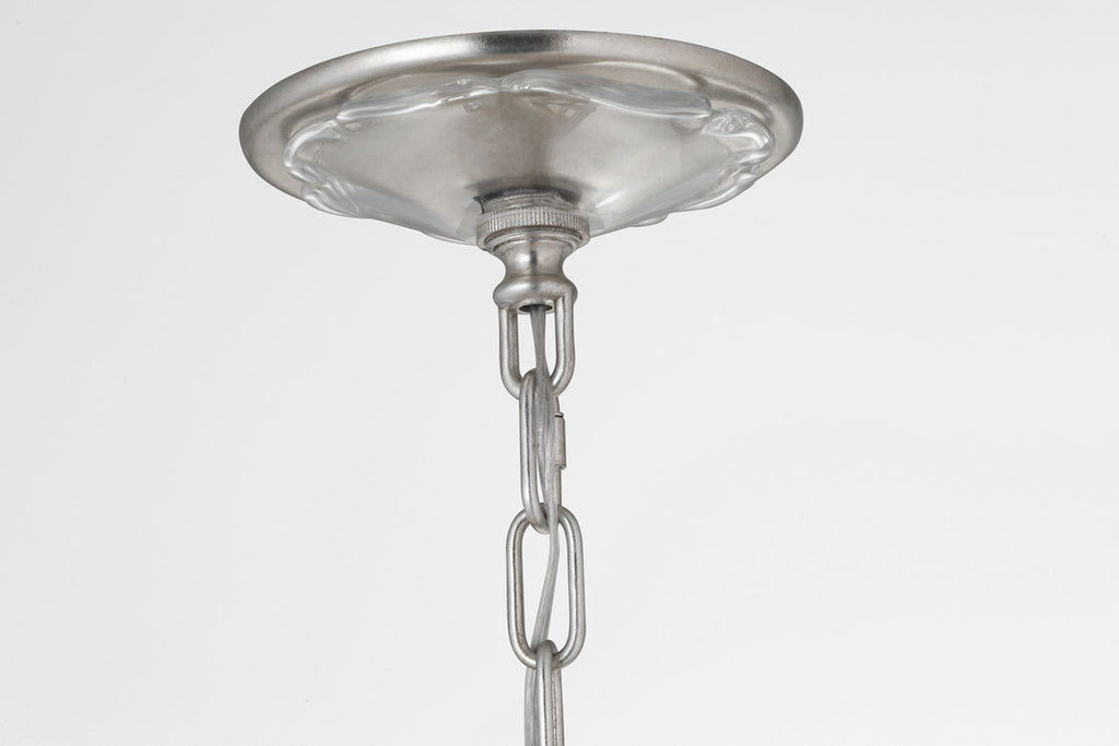 Caselli 36" Basket Chandelier | Burnished Silver Leaf | Clear Glass