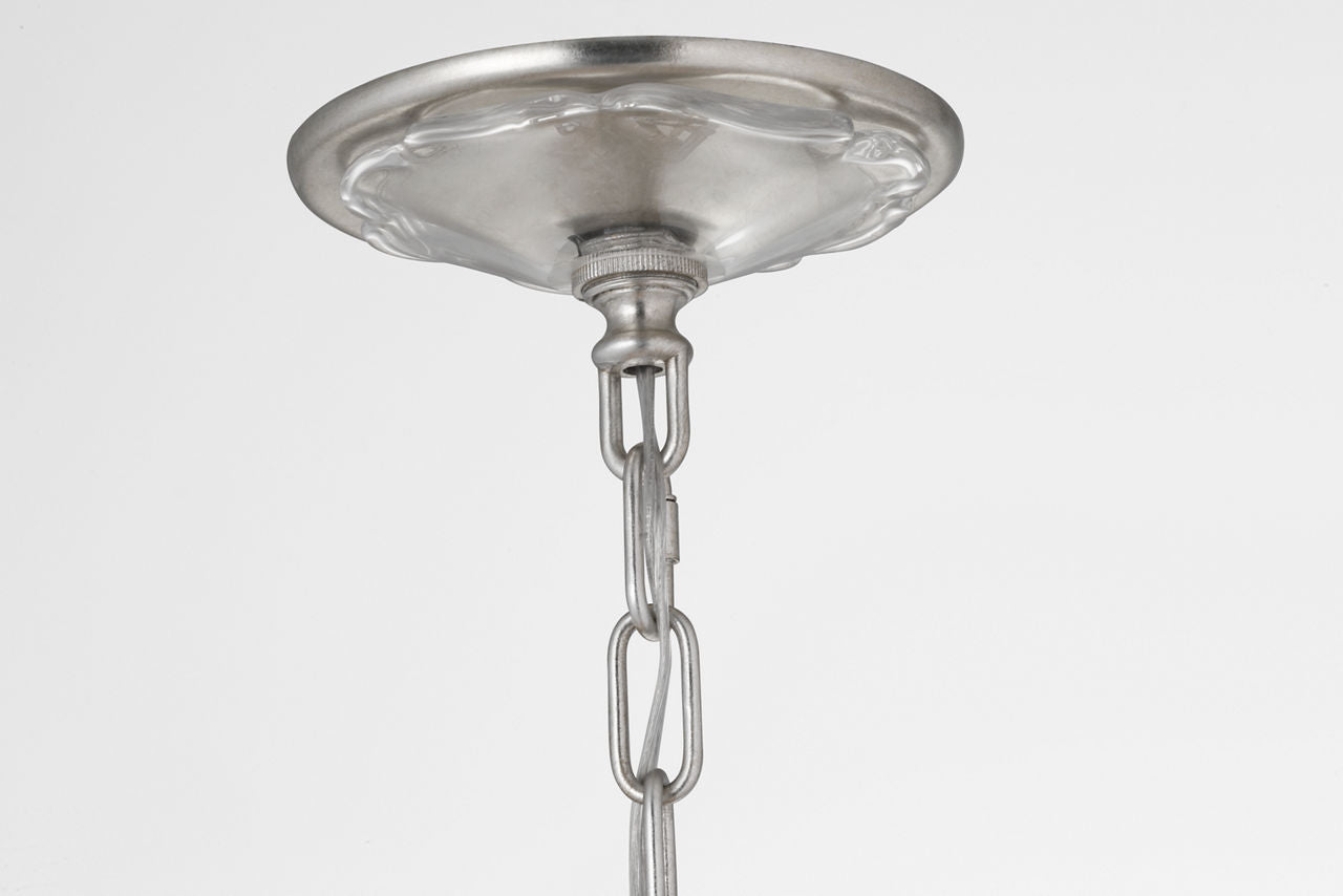 Caselli 36" Basket Chandelier | Burnished Silver Leaf | Clear Glass