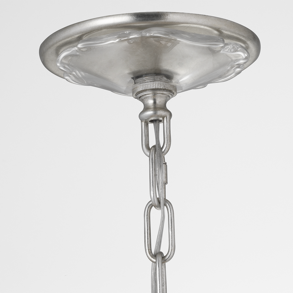 Caselli 36" Basket Chandelier | Burnished Silver Leaf | Clear Glass