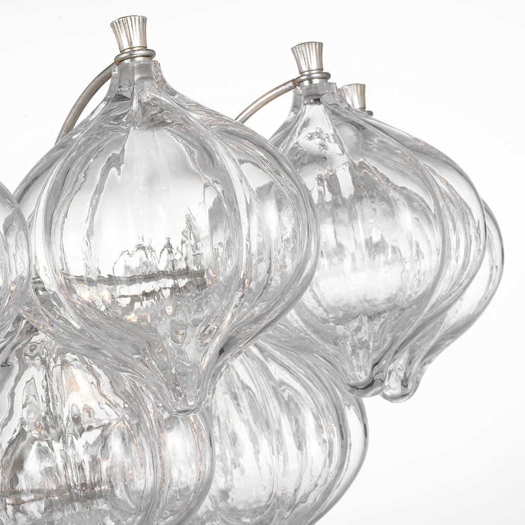 Caselli 36" Basket Chandelier | Burnished Silver Leaf | Clear Glass