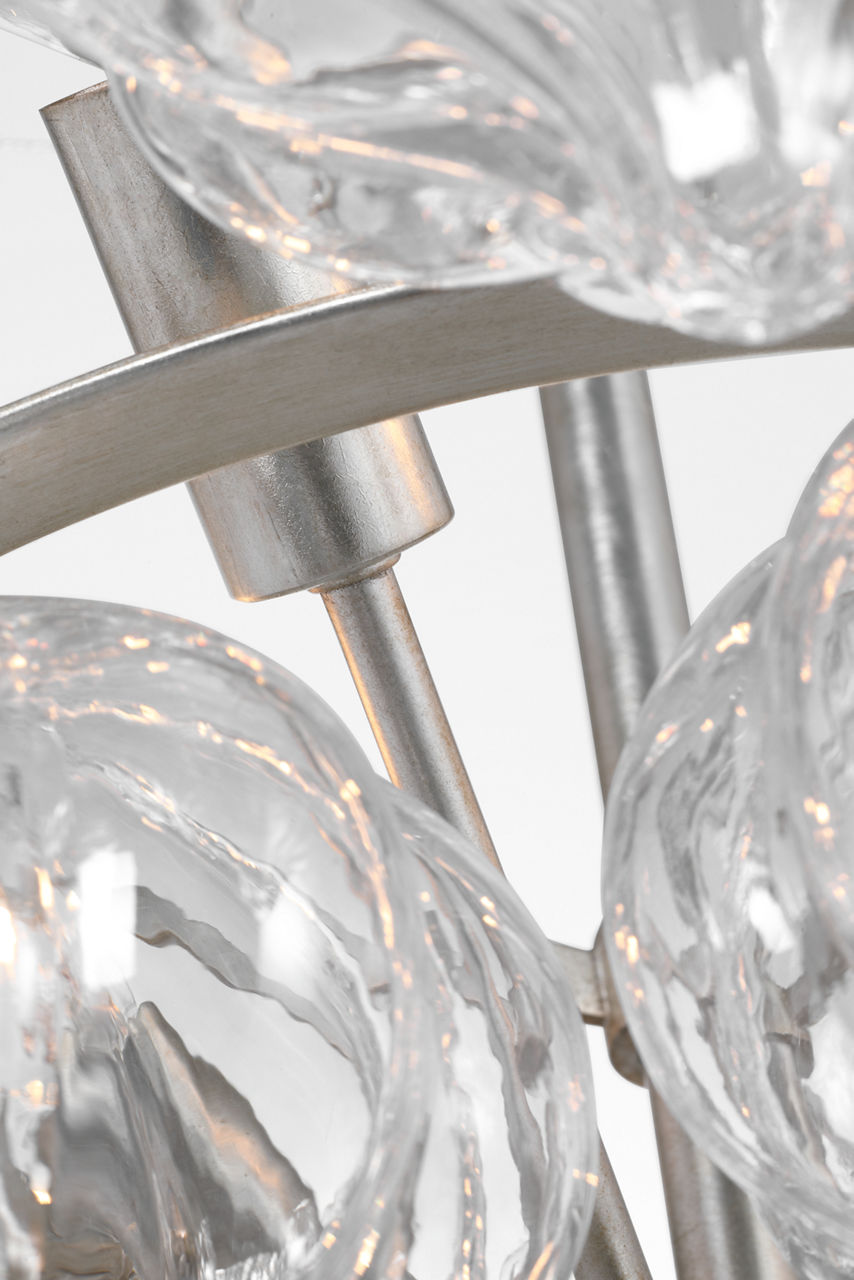 Caselli 36" Basket Chandelier | Burnished Silver Leaf | Clear Glass