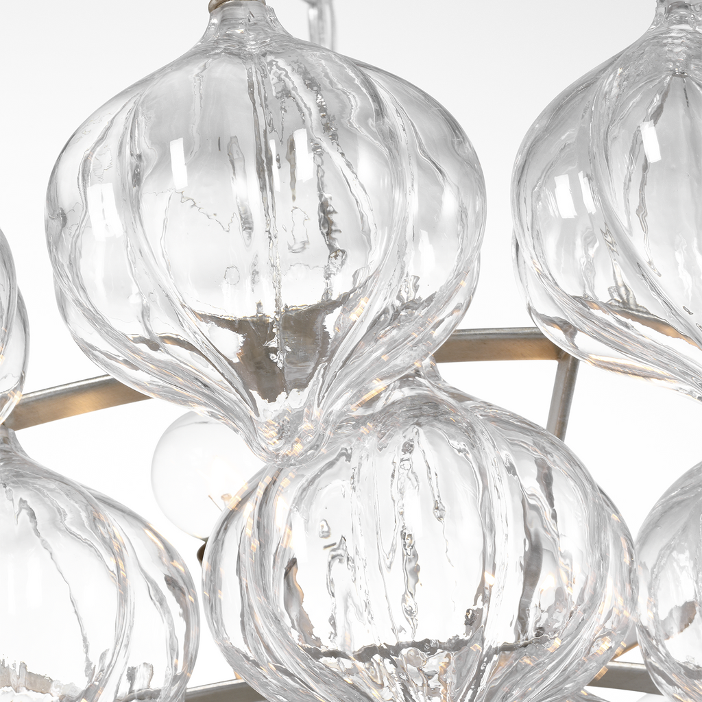 Caselli 36" Basket Chandelier | Burnished Silver Leaf | Clear Glass