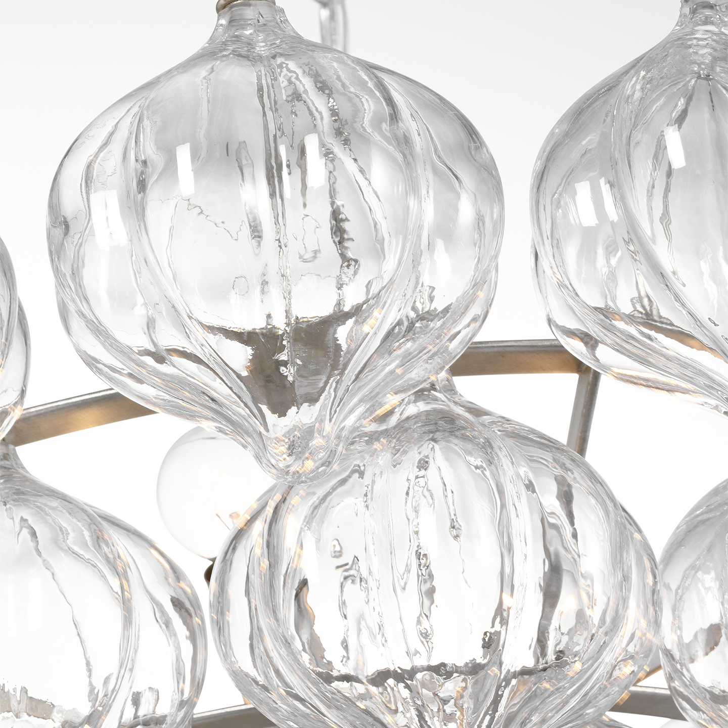 Caselli 36" Basket Chandelier | Burnished Silver Leaf | Clear Glass